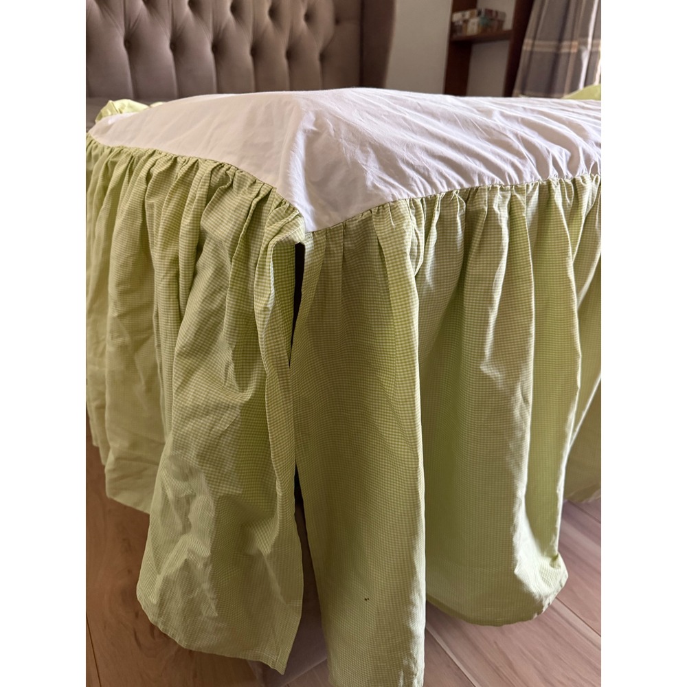 Gordonsbury Company Green Gingham crib Bed Skirt 100% Cotton Ruffled bedding